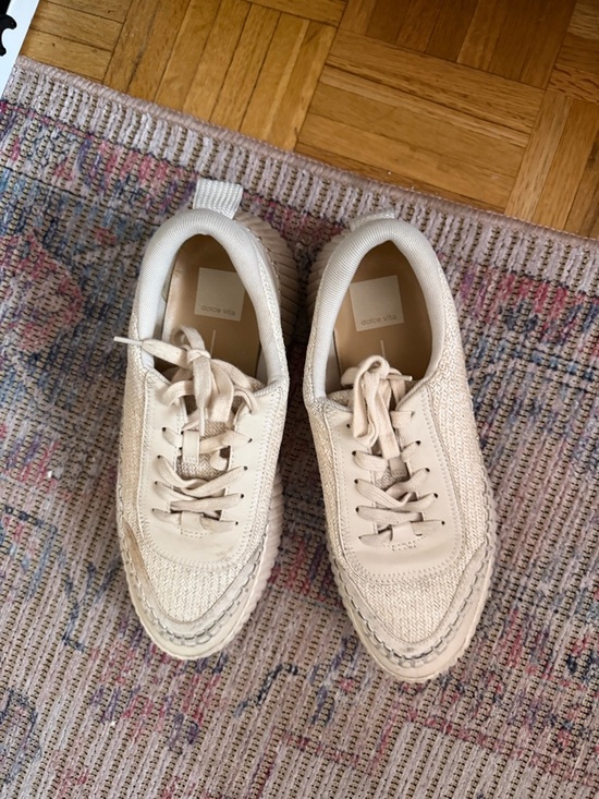Dolce Vita Shoes - Dolce Vita Neutral Knit Lace-Up Platform Sneakers